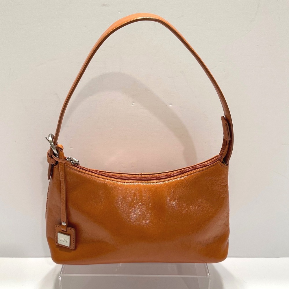 Hobo International Orange Leather Baguette Shoulder Bag Y2K Vintage Small